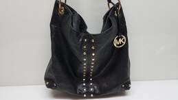 Michael Kors Uptown Astor Black/Gold Studded Leather Carryall Bag