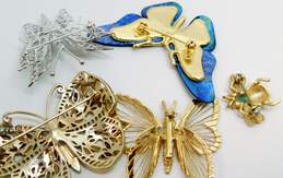 Vintage & Modern Icy Rhinestone & Paua Shell Butterfly & Bee Brooches 55.3g alternative image