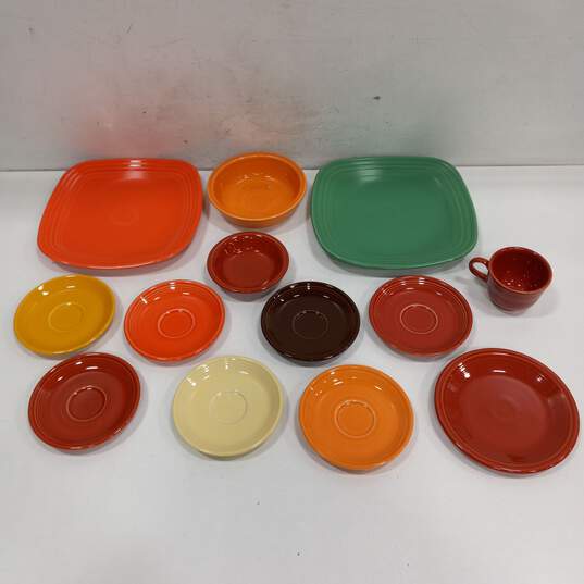 Bundle of 13 Assorted Multicolor Fiesta Stoneware Dishware Pieces image number 1