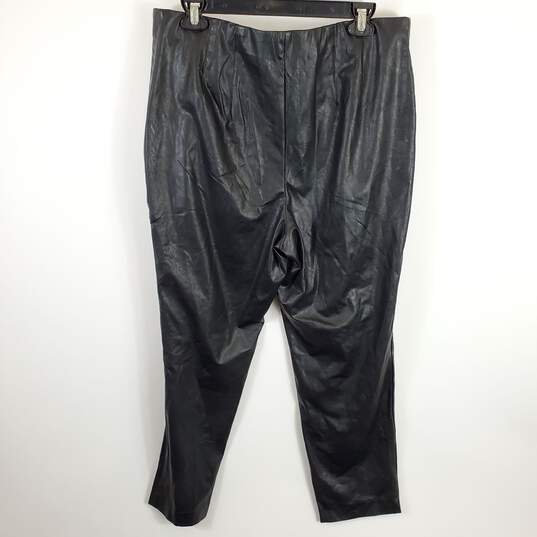 Theory Women Black Faux Leather Straight Pants Sz 14 image number 2