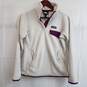 Patagonia snap fleece pullover sweater ivory maroon women's S image number 1