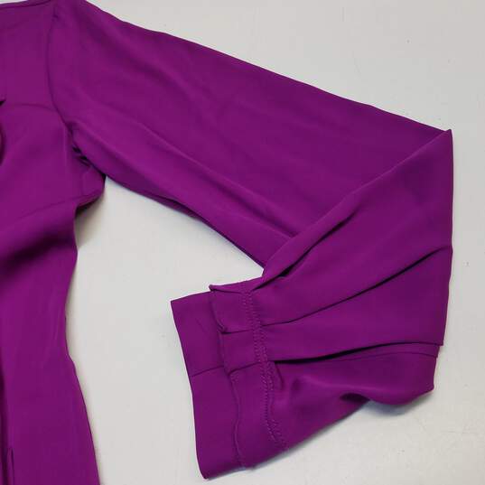 Womens Purple Belted Round Neck Long Sleeve Button Front Shirt Dress Size 6 image number 4