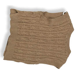 Mens Beige Cable Knit V-Neck Side Slit Short Pullover Sweater Vest Size S alternative image