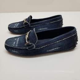 AUTHENTICATED TOD'S Blue Distressed Denim Loafers Womens Size 37 alternative image