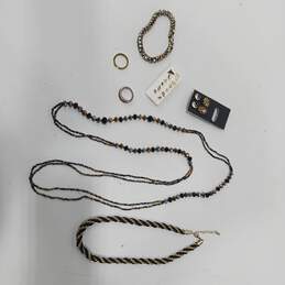 Bundle of Assorted Black and Gold Tone Jewelry