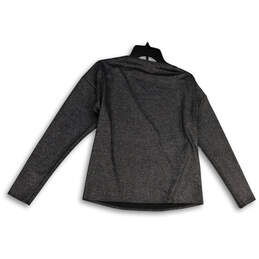 Womens Gray Heather Long Sleeve Shoulder Zip Pullover Activewear Top Sz M alternative image