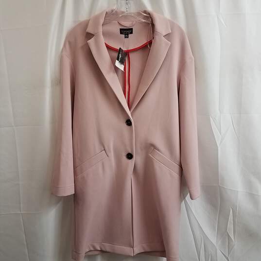 Top Shop Pink Collared Long Coat Size 4 NEW image number 1