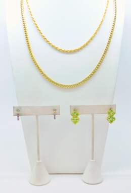 Sterling Silver Vermeil Peridot Amethyst Earrings & Chain Necklaces 56.5g