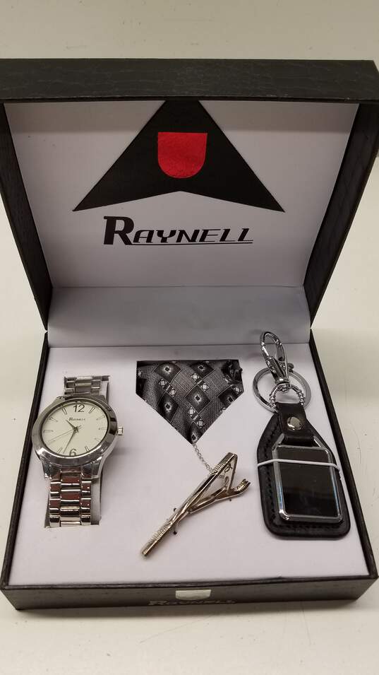 Raynell Boxed 4 Piece Men's Gift Set Watch Tie Clip Key Chain image number 3