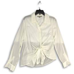 Allsaints Womens White Long Sleeve Collared Button-Up Shirt Size Medium