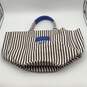 Womens Brown White Striped Double Handle Tote Bag w/ Collapsible Bag image number 2