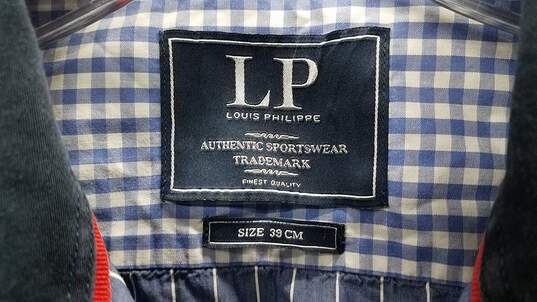 Louis Philippe Shirt Blue/White Button-Up Mens Slimfit 38cm image number 3