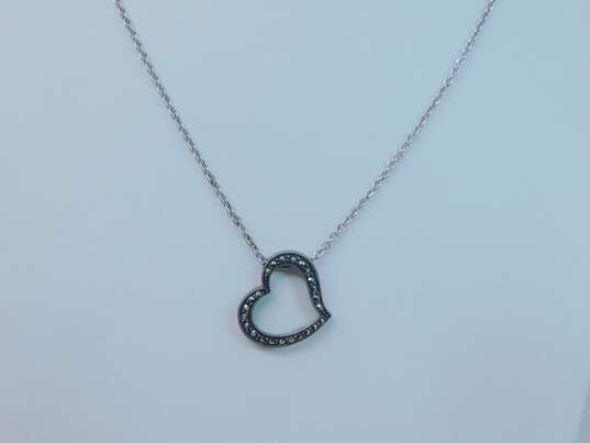 Judith Jack & 925 Topaz Amethyst Citrine & Peridot Cross & Marcasite Heart Pendants Necklace Circles Earrings & Hematite & Band Rings 33.7g image number 2