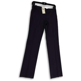 NWT Womens Black Striped Flat Front Pockets Straight Leg Dress Pants Size 0