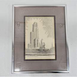 Nevin Robinson Cathedral of Learning Pittsburgh PA Sketch Signed