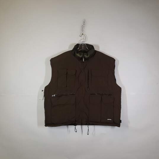 Mens Mock Neck Sleeveless Pockets Full-Zip Hunting Vest Size XL image number 1