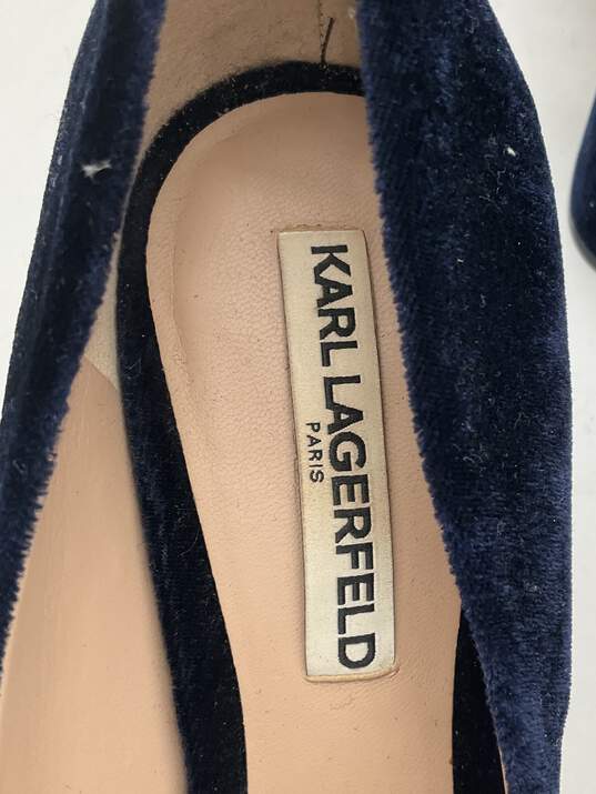 Karl Lagerfeld Women's Size 10 Blue Suede Heels image number 5