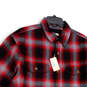 NWT Mens Red Black Collared Long Sleeve Flap Pocket Button-Up Shirt Size M image number 4