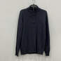 Mens Blue Knit Long Sleeve Quarter Zip Mock Neck Pullover Sweater Size M image number 1