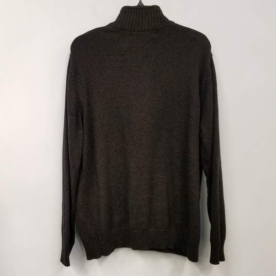 Mens Brown Knitted Long Sleeve Quarter Zip Pullover Sweater Size X-Large image number 2