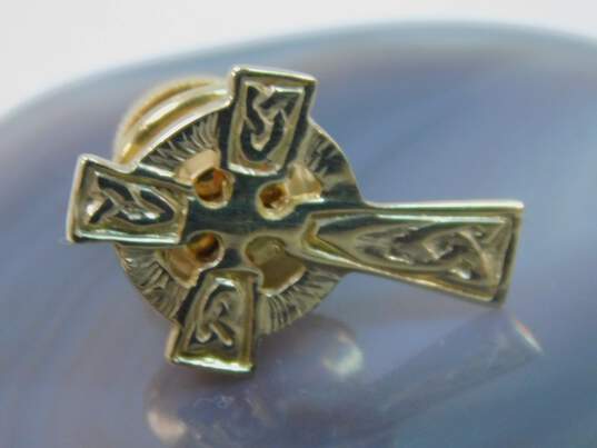 10K Yellow Gold Celtic Cross Pin Brooch 1.7g image number 2