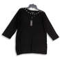 NWT Womens Black 3/4 Sleeve Round Neck Pullover Blouse Top Size XL image number 1