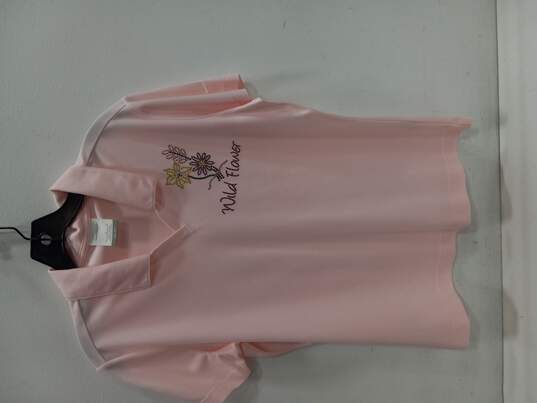 Women's Embellished Pink Golf Shirt Sz L image number 1
