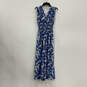 NWT Womens Blue White Printed Shirred Waist Ruffle One-Piece Jumpsuit Sz S image number 2