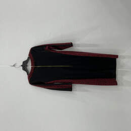 Womens Black Red Printed 3/4 Sleeve Back Zip Knee Length Shift Dress Size 8 alternative image