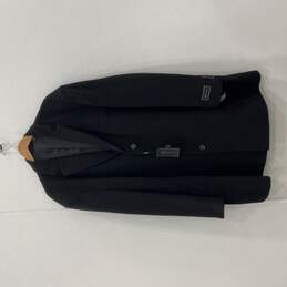 JV Reflex Mens Black Harrison Single Breasted Button-Up Long Overcoat Size 50 L