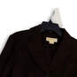 Womens Brown Notch Lapel Pockets Single Breasted Three Button Blazer Sz 12 image number 3