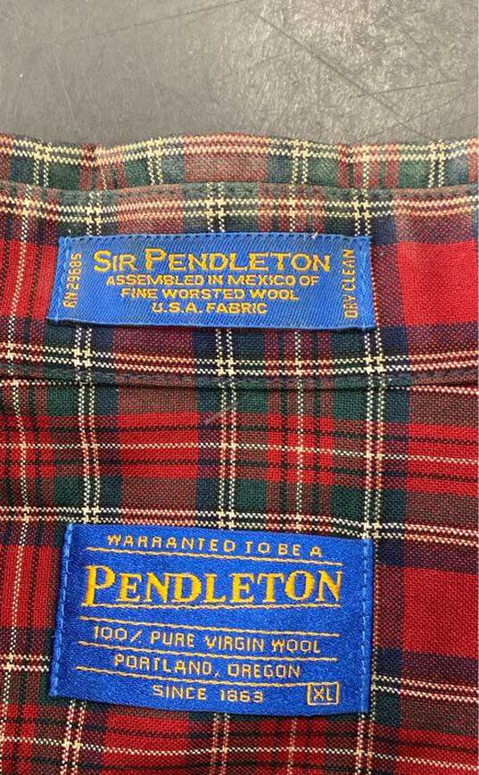 Pendleton Red Plaid Wool Shirt - Size X Large image number 3