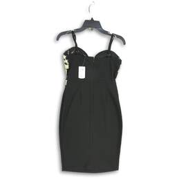 NWT Womens Black Embroidered Spaghetti Strap Short Bodycon Dress Size S alternative image