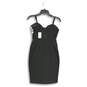 NWT Womens Black Embroidered Spaghetti Strap Short Bodycon Dress Size S image number 2