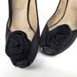 Valentino Garavani Women's Black Suede Peep Toe Rosette Embellished Pumps Size 9 AUTHENTICATED image number 5