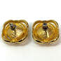 Designer Swarovski Gold-Tone Inverted Black Square Stone Stud Earrings image number 4