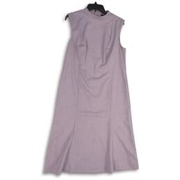 Ann Taylor Womens Purple Round Neck Sleeveless Back Zip Sheath Dress Size 12