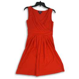 Lands' End Womens Red Sleeveless Surplice Neck Fit & Flare Dress Size XS/P
