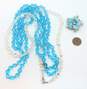 Vintage Blue & Clear Aurora Borealis Necklaces & Flower Brooch 132.1g image number 7
