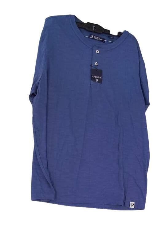 NWT Mens Blue Long Sleeve Henley Neck Casual Pullover T Shirt Size Large image number 1