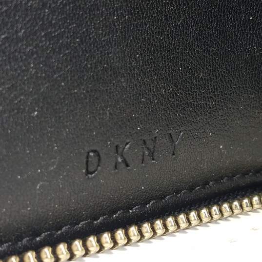 DKNY Vela Croc Embossed Small Zip Around Wallet Black image number 7