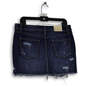 NWT Womens Blue Denim Medium Wash Raw Hem Mini Skirt Size Large image number 2