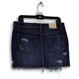 NWT Womens Blue Denim Medium Wash Raw Hem Mini Skirt Size Large alternative image
