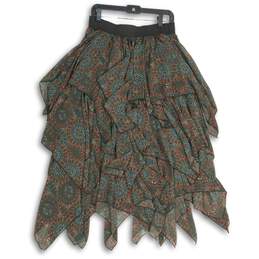 Womens Black Geometric Layered Elastic Waist Pull-On Tutu Skirt Size M