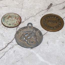 Three Vintage Gasoline and Motor Oil Promotional/Service Tokens & Tags
