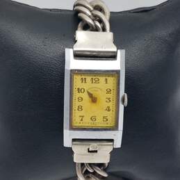 Cyma 22mm Gold Dial Sterling Silver Bracelet Chronometer Vintage Watch 58g