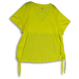 NWT Womens Yellow Ruched V-Neck Short Sleeve Activewear Blouse Top Size 3X alternative image