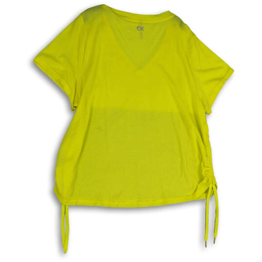 NWT Womens Yellow Ruched V-Neck Short Sleeve Activewear Blouse Top Size 3X image number 2