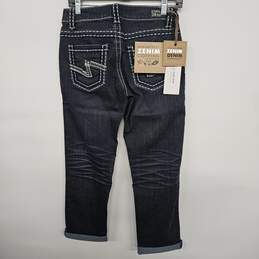 Dark Blue Denim Mid Low Crop Jeans alternative image