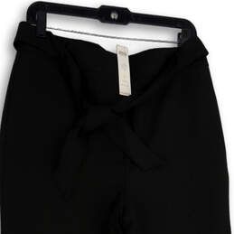 NWT Womens Black Flat Front Tie Waist Straight Leg Paperbag Pants Size 8R